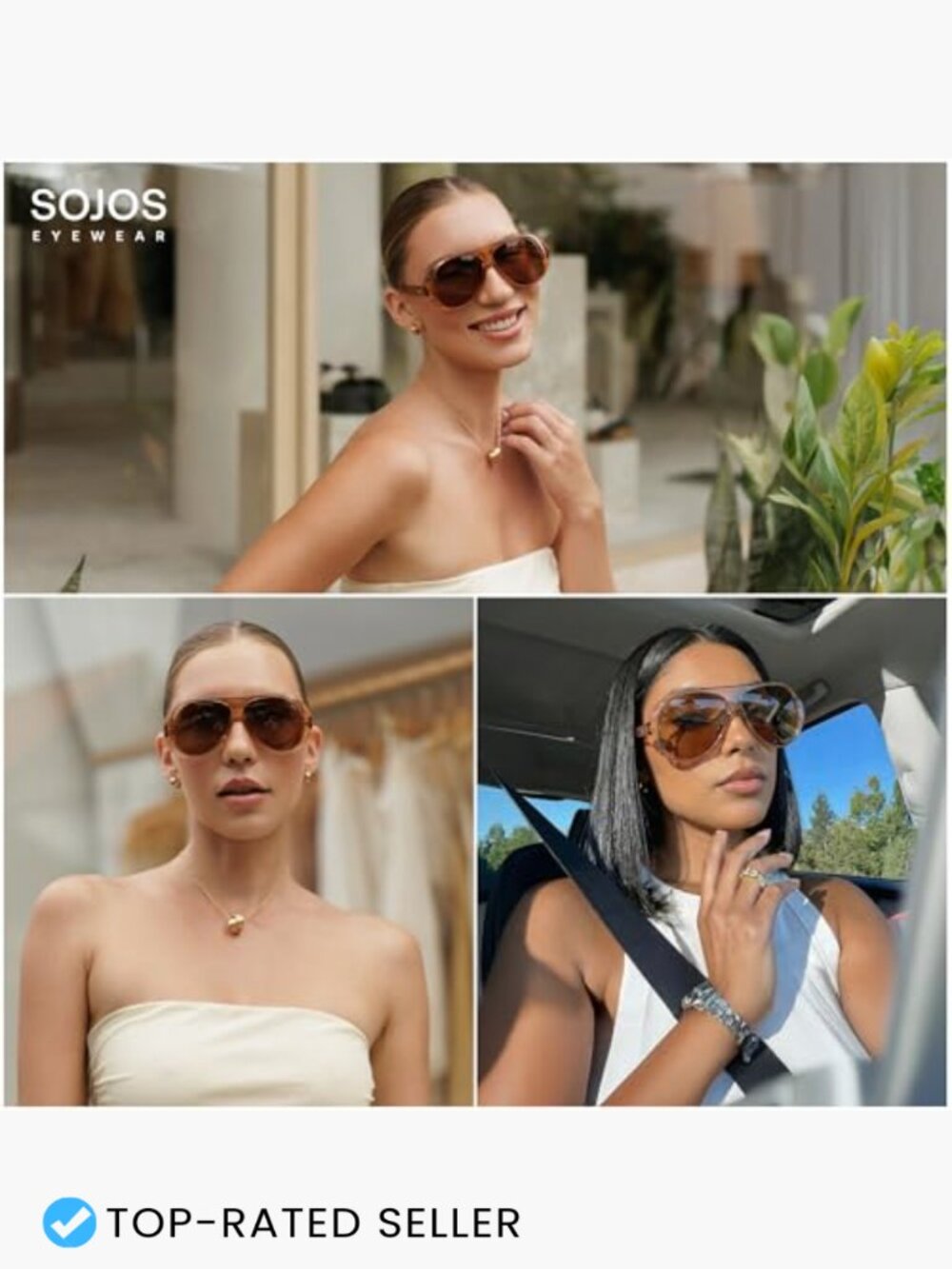 Retro Polarized Oversized Aviator Sunglasses Vintage Square Shades Trendy - Picture 3 of 7